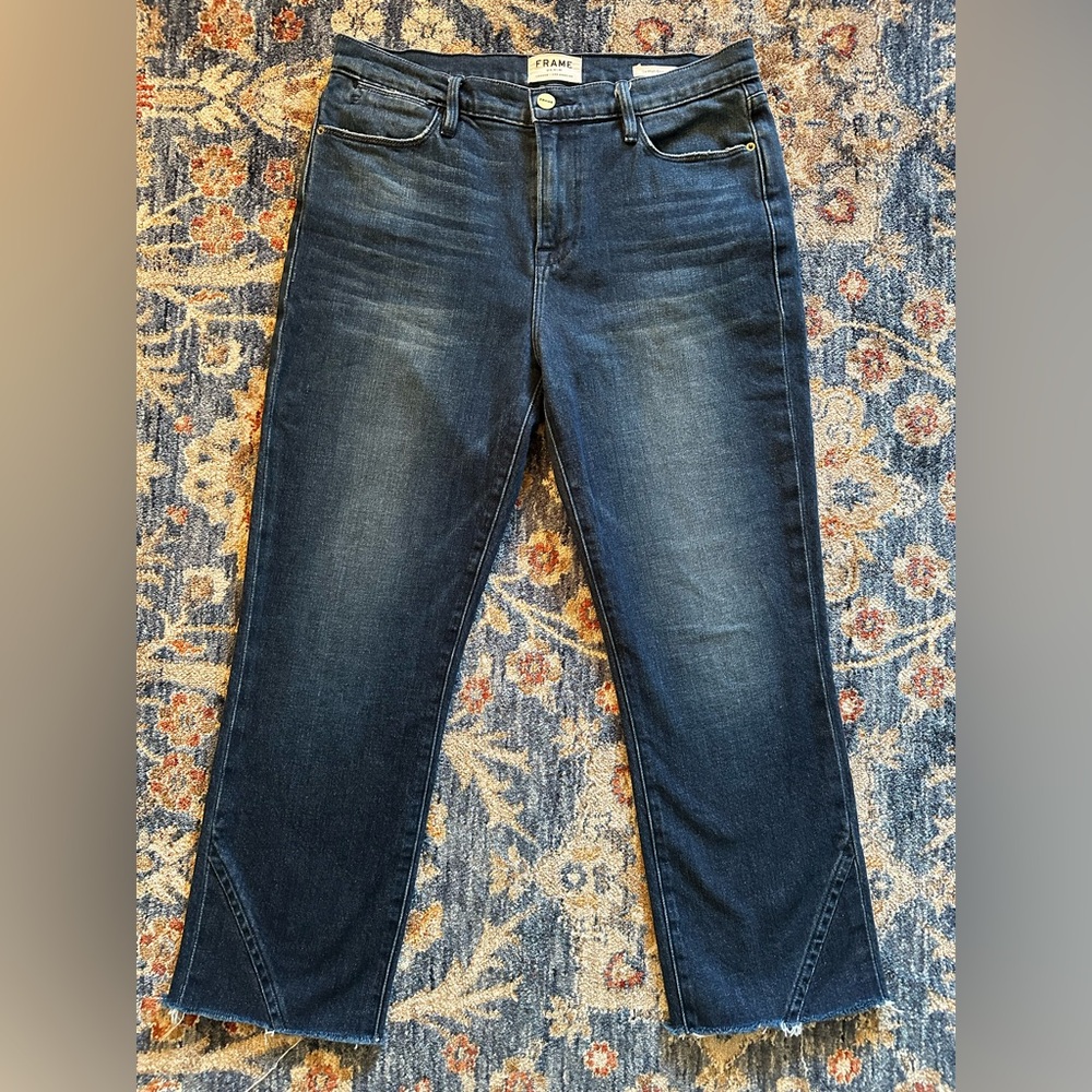 Frame women’s le high straight denim dark wash cropped size 29